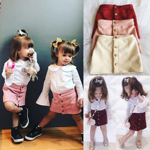 

skirts lovely girls button style little ladies princess toddler kids baby party slim1
