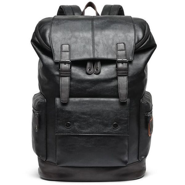 

backpack leather men youth large capacity travel boy lapschool bag male business shoulder mochila