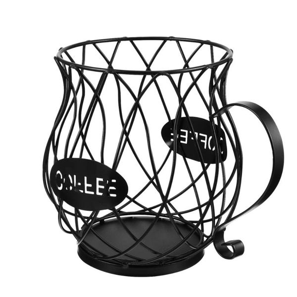 

1pc iron fruit storage basket coffee pod holder organizer (black) baskets