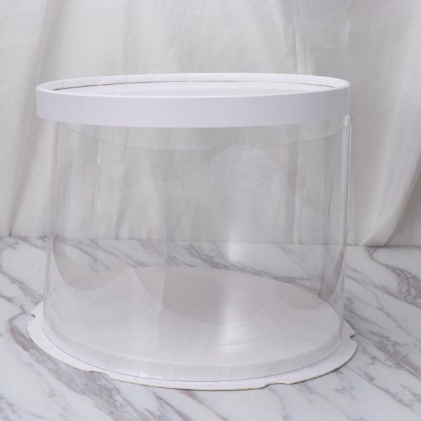 

gift wrap transparent cake box round packaging boxes organizer for home dessert shop (white single-layer) (6inch)