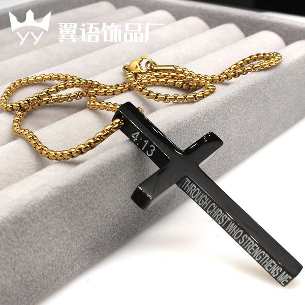 

2021 wind cross men's stainls necklace steel pendant accsori hip hop fashion jewelry bodyguard, White