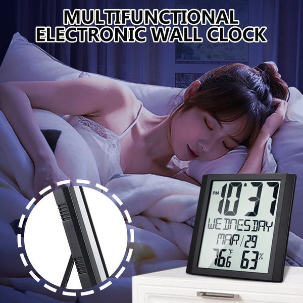 

desk & table clocks multifunctional electronic wall clock home creative and hygrometer alarm living room large screen d4