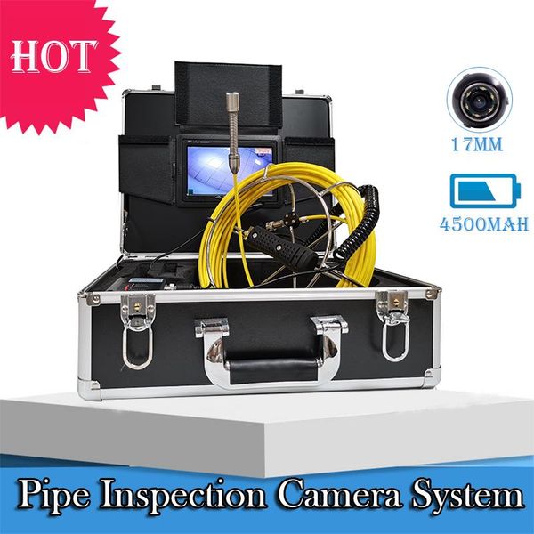 

20-50m cable reel 7inch drain pipe sewer video inspection snake camera system 17mm endoscope dvr function with 8gb card ip cameras