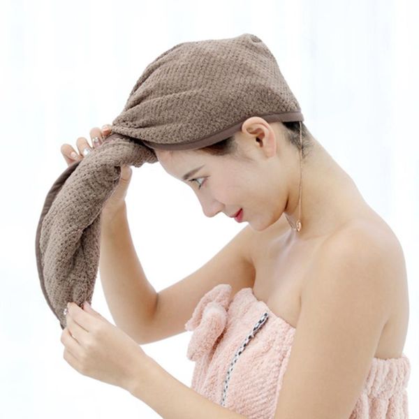 

shower caps coral velvet bath quick-drying hair cap turban wrapped towel bathroom cute long