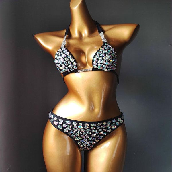 

anibol rhinestone bikini 2021 est crystal triangle set women swimsuit diamond hand-sewn swimwear one-piece suits