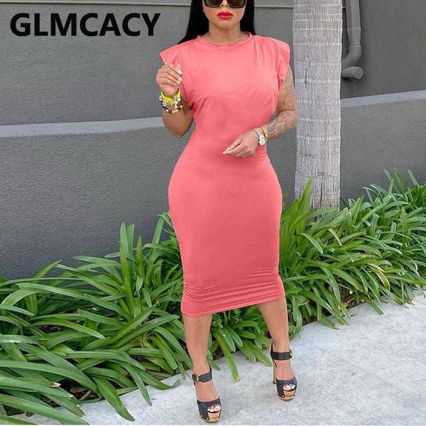 

padded o neck casual midi dress solid bodycon dresses 210702, Black;gray