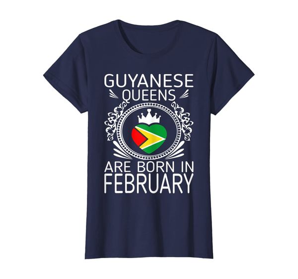 

womens guyanese queens are born in february gift tshirt, White;black