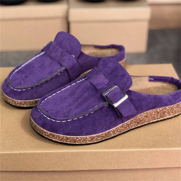 

women scuffs casual shoes sandal round toe platform slippers fashion flat leather shoe summer outdoor beach slipper lady black beige sandals