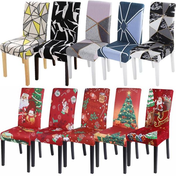 

1/2/4/6pcs geometric wedding chair covers spandex christmas cover stretch dining slipcover party room seat