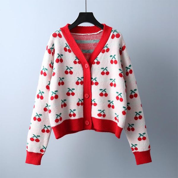 

women's knits & tees sweet style knitted women sweater cardigan autumn winter 2021 v-neck casual all match female outwear coats, White