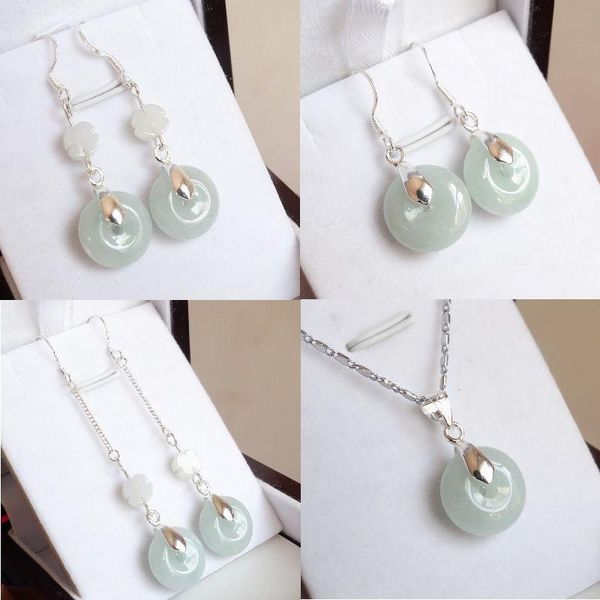

dangle & chandelier self created 925 silver natural emerald jade safety buckle earrings pendants diy by hand accessories women gifts jewelry