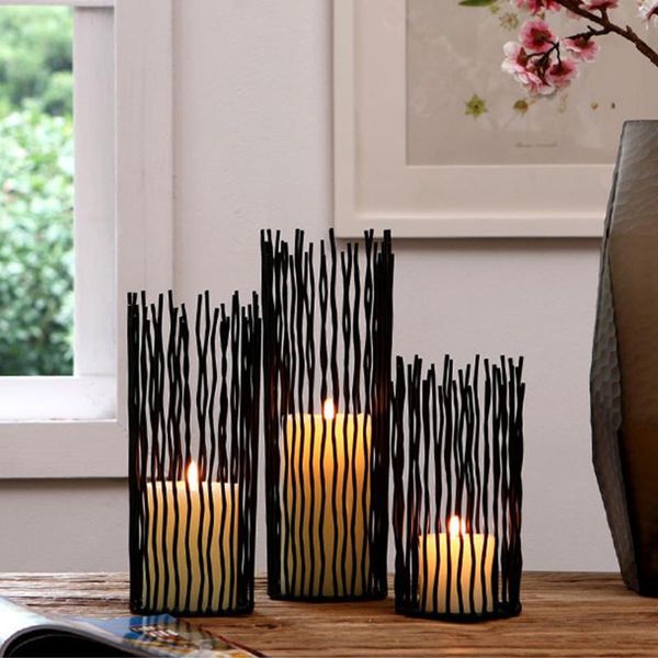 

decorative objects & figurines bohemian style wrought iron geometric metal candle holder hollow candlestick romantic tealight party wedding
