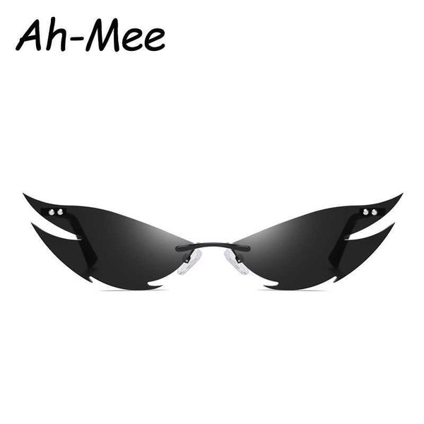 

sun glasses rimless glasses women fashion vintage unique cat eye steampunk female gafas sharp shape shades uv400, White;black