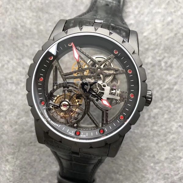 42mm voando tourbillon homens assistir esqueleto discar transparente jbf top wristwatch safira impermeável rddbex0392 Movimento mecânico de enrolamento de mão