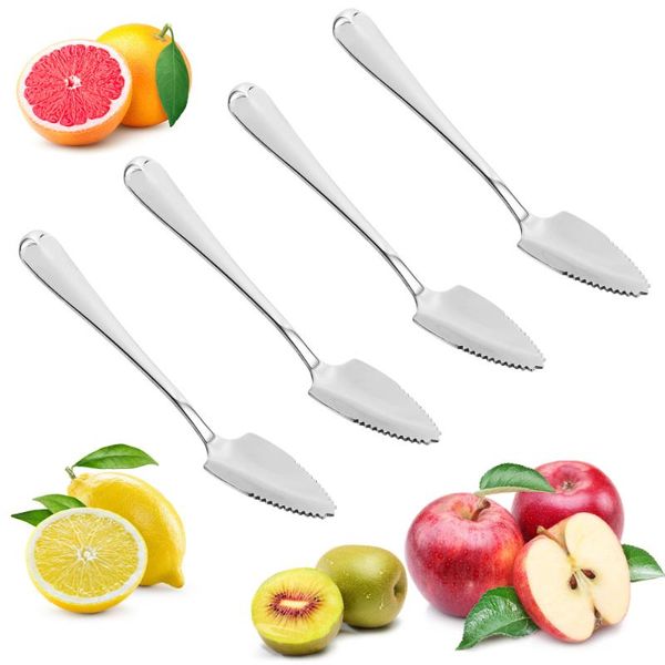 

spoons onzon 4pcs stainless steel grapefruit serrated watermelon dessert spoon set
