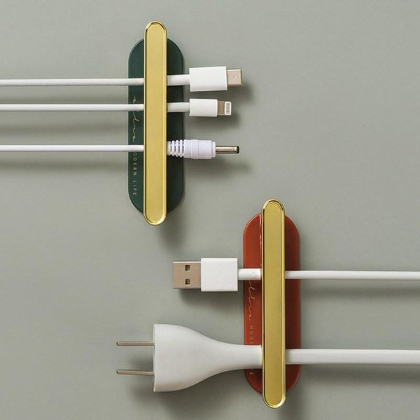 

hooks & rails 4-piece light luxury cable organizer pack punch-self-adhesion wire storage hook holder household deskclip