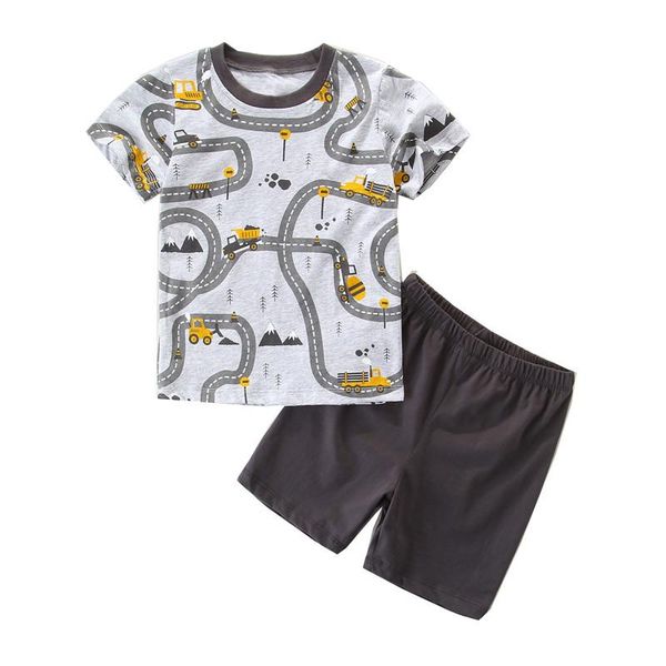 

clothing sets jumping meters summer boys cotton cars print fashion arrival kids clothes selling suits, White