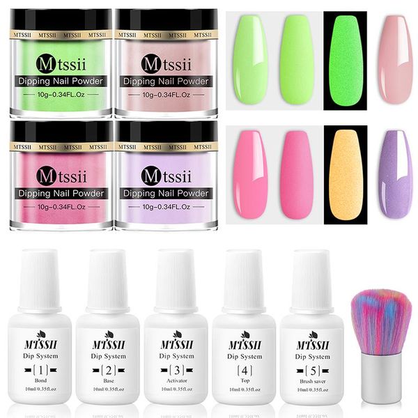 

nail art kits mtssii fluorescent dipping power set natural dry pigment glitter holographics powder for nails diy decorations