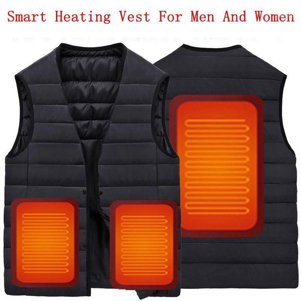 

men's vests autumn and winter heating vest usb charging smart electric clothing men women suit, Black;white