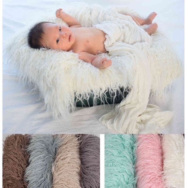 

50*80cm faux fur newborn receiving blanket baby pgraphy props mat babies sleeping carpet infant swaddling towel p fluff 210413