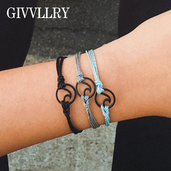

charm bracelets 3pcs/set handmade wave for women length adjustable bracelet men jewelry, Golden;silver