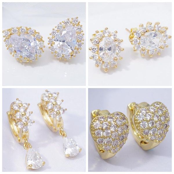 

hoop & huggie micro pave zircon rhinestone circle earrings for women and girl gift gold filled earings fashion jewelry earring earing, Golden;silver