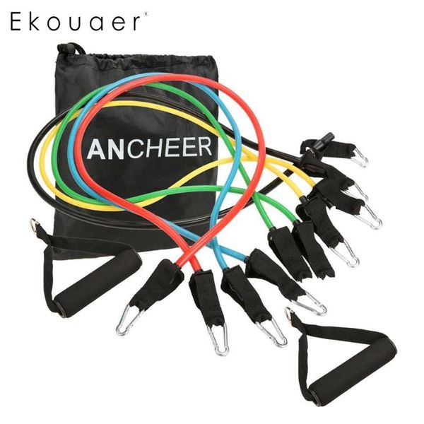 

resistance bands 11pcs latex set yoga exercise fitness band rubber loop tube gym door anchor ankle straps with bag1