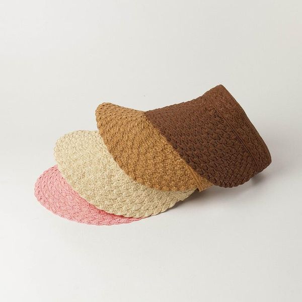 

wide brim hats casual women's summer hat sun visor solid color empty protection cap female beach straw, Blue;gray