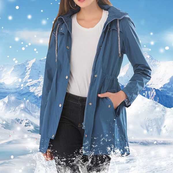 

women's jackets 2021 women zipper hoodies jacket coat waterproof slim outdoor hiking clothes autumn winter hooded raincoat, Black;brown