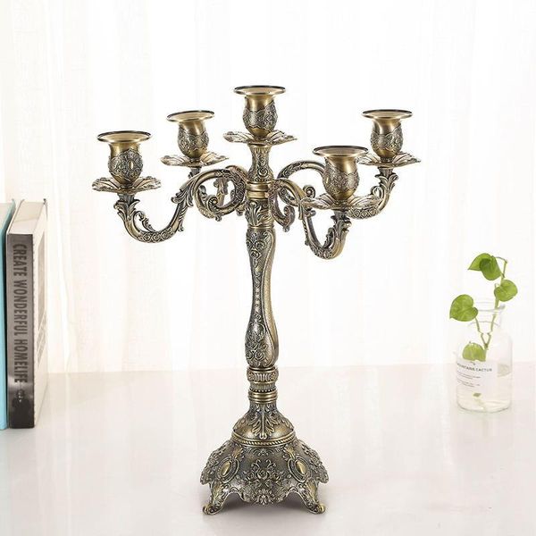 

candle holders european 5-arms bronze color romantic stick wedding party table centerpieces candlestick home decoration