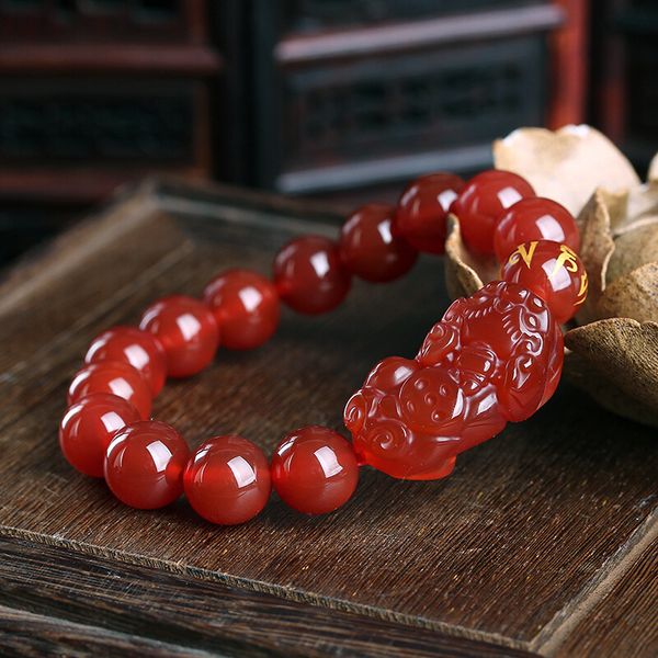 

fashion design bracelet natural brazilian red agate for men and women, Golden;silver