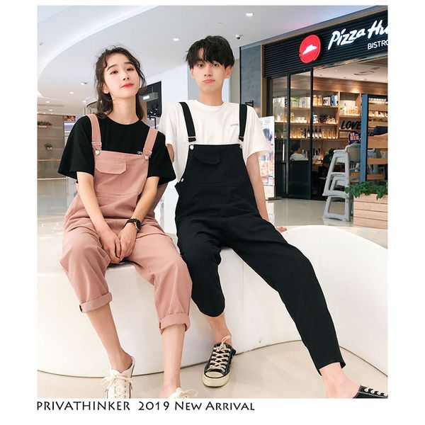 

men sleeveless overalls black casual streetwear pant couple casual summer fashion overall pants