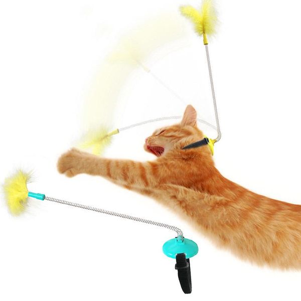 

pet supplies manufacturer blasts cat self-hey collar neck toy spring foot with tap to tease stick toys