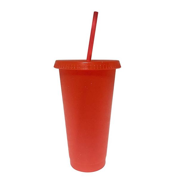 

mugs flash powder shiny reusable plastic tumbler with lid + straw cup