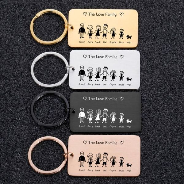 

keychains love cute keychain engraved family gifts for parents children present keyring bag charm families member gift key chain, Silver