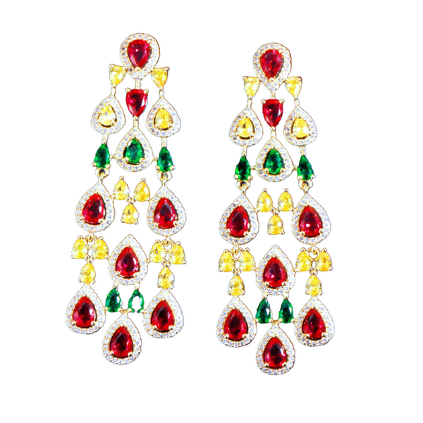 

dangle & chandelier sinzry sale luxury decorative party jewelry cubic zircon waterdrop color long tassel lady bridal wedding earrings, Silver