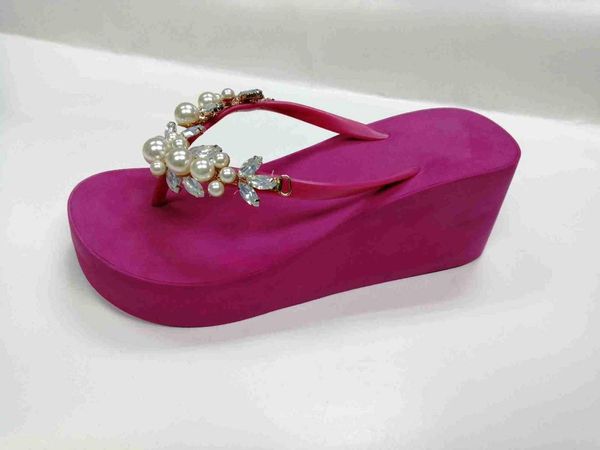 

slippers eva women high heels flip-flops shoes, Black