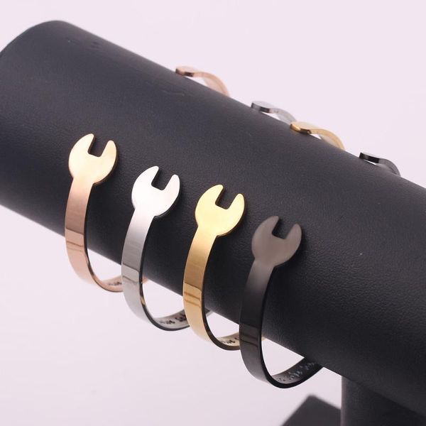 

bangle 4 color simple wrench bracelet safe driving i love you adjustable men's women's fashion jewelry accessories gift, Black