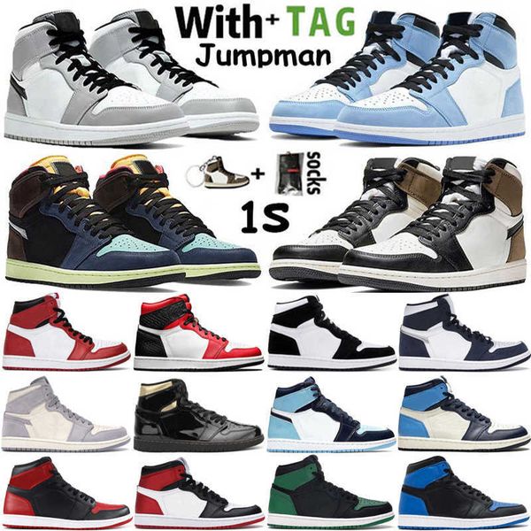

2021 jumpman 1 high og 1s mens basketball shoes university blue lucky green light grey tokyo hack unc obsidian twist men women