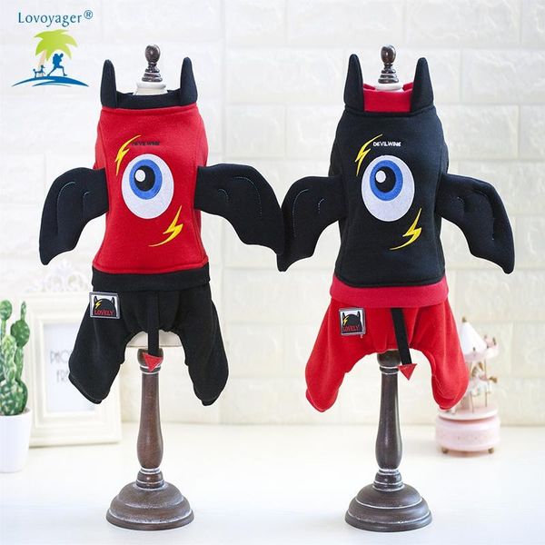 

lovoyager 2021 pet clothing cotton fleece winter dog clothes jumpsuits carton costumes with ears devil outfit apparel