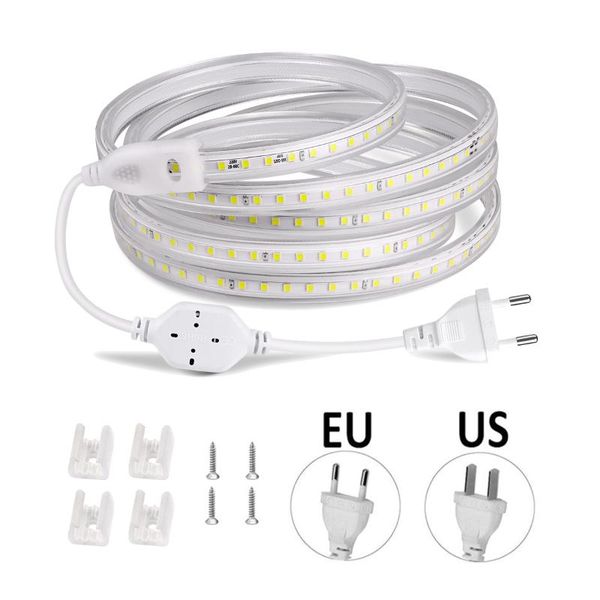 

strips 110v us plug 220v eu led strip light 120leds/m 2835smd flexible tape lamp waterproof indoor outdoor lighting decoration