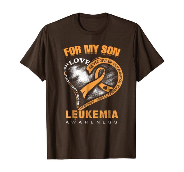 

i wear orange ribbon for my son funny leukemia t-shirt, White;black
