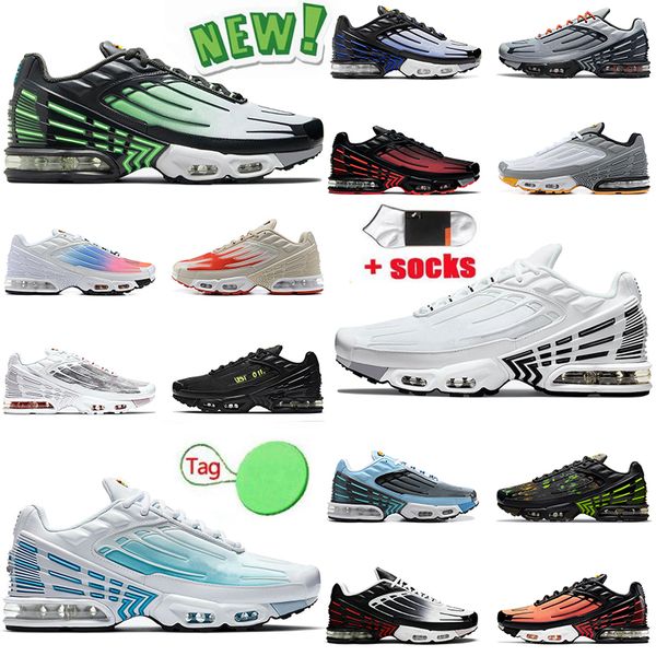 

tag&socks 2022 tns trainers tuned plus tn 3 mens running shoes crater leather triple white off black red laser blue void neon women jogging
