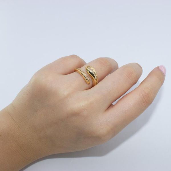 

cluster rings gold plated snake pattern zircon ring, Golden;silver