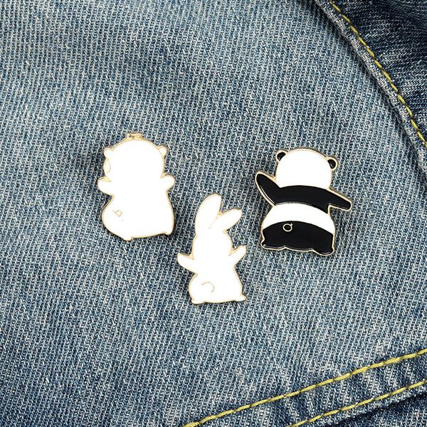 Back Back Enamel Pins personalizado engraçado gato panda coelho broches camisa lapela bolsa de crachá dos desenhos animados jóias presente para crianças amigos