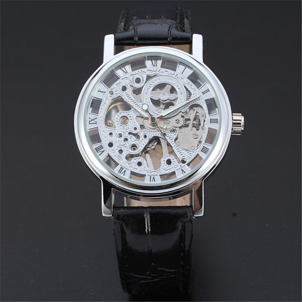 

winner 036 men's manual mechanical watch, Slivery;brown