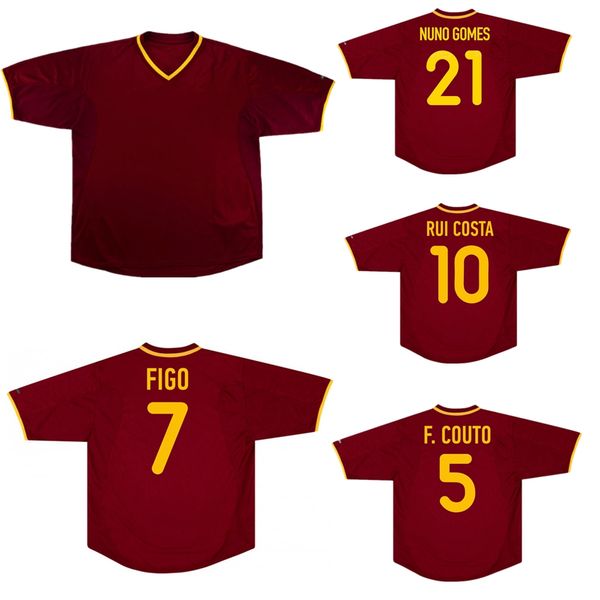 

2000 figo rui costa retro soccer jersey 2002 couto pauleta nuno gomes conceicao vintage classic football shirt, Black;yellow