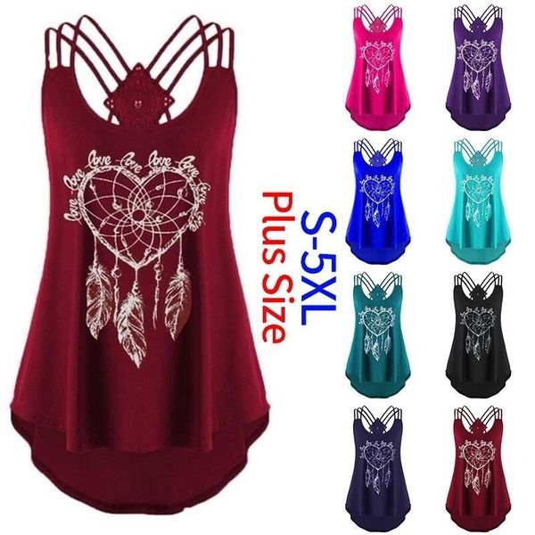 

women sleeveless dreamcatcher printed camis backless strapless hollow out vest tanks girls beach holiday camisole tees 210517, White