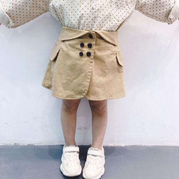 

skirts summer fashion baby girls solid color all-match 2021 korean style double-breasted skirt, Blue