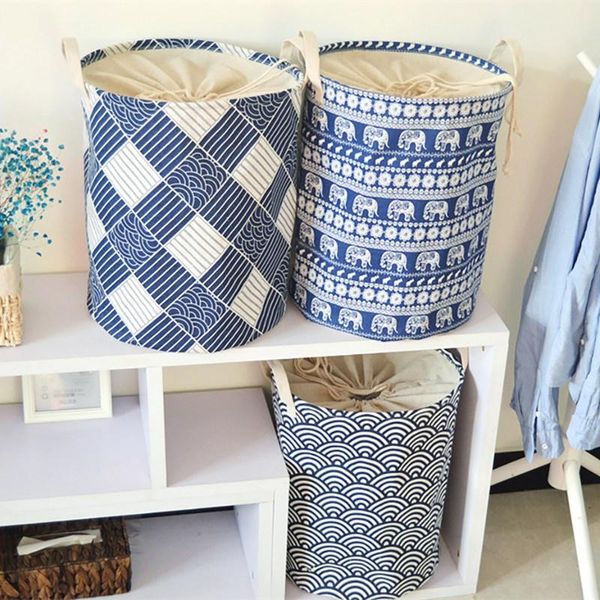 

laundry storage & organization thickened large drawstring waterproof cotton fabric folding hamper bucket basket